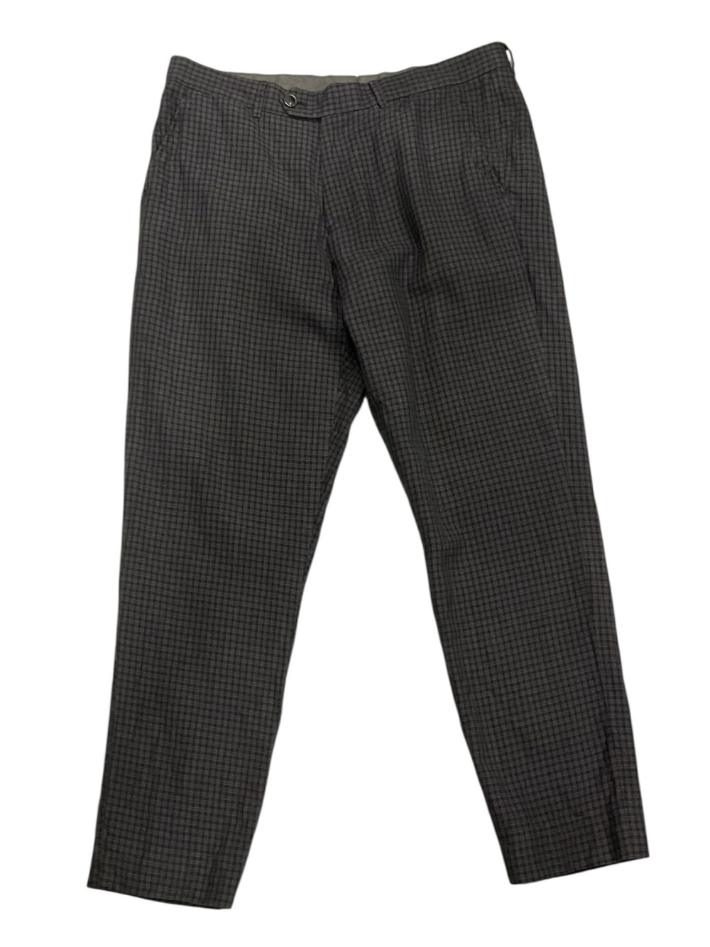 Todd Snyder Men's Gray Linen Blend Check Slim Dress Pants